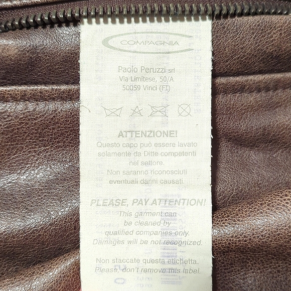 Compagnia Brown Flight pilot Leather Jacket Shearling fighter Bomber Italy 50 L - Picture 15 of 16